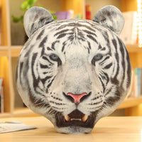 HKM-281491 Tiger Head Plush Toy Pillow - Yellow & White Short Plush, 45x40cm
