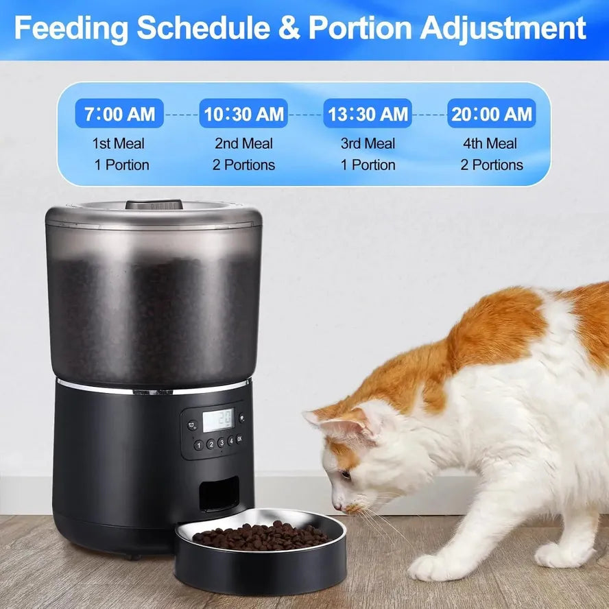 KTX-281811 4L WiFi Smart Pet Feeder with Stainless Steel Bowl for Dogs and Cats - White and Black Options