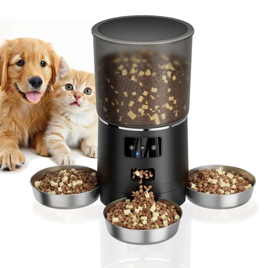 KTX-281811 4L WiFi Smart Pet Feeder with Stainless Steel Bowl for Dogs and Cats - White and Black Options