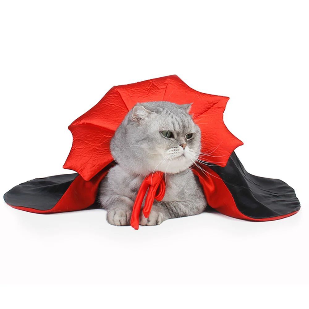 HKM-281811 Kawaii Vampire Cloak Costume for Small Dogs, Cats, Kittens - Ideal Halloween Pet Outfit