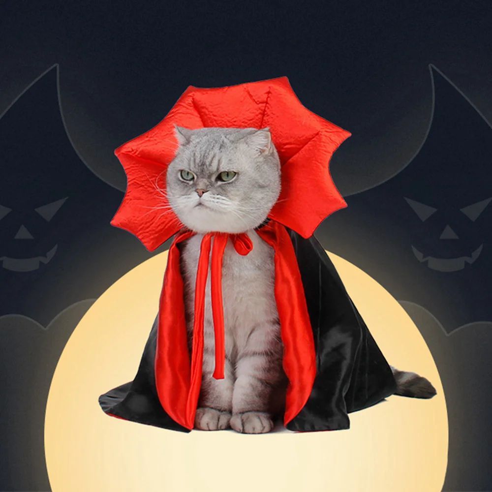 HKM-281811 Kawaii Vampire Cloak Costume for Small Dogs, Cats, Kittens - Ideal Halloween Pet Outfit