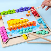HKM-281939 Wooden Clip Beads Puzzle Board - Kids Hands-On Imagination Kit for Parent-Child Interaction