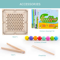 HKM-281939 Wooden Clip Beads Puzzle Board - Kids Hands-On Imagination Kit for Parent-Child Interaction