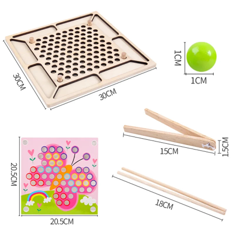 HKM-281939 Wooden Clip Beads Puzzle Board - Kids Hands-On Imagination Kit for Parent-Child Interaction
