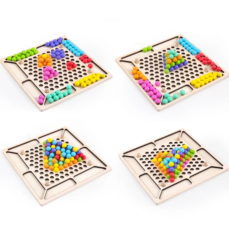 HKM-281939 Wooden Clip Beads Puzzle Board - Kids Hands-On Imagination Kit for Parent-Child Interaction