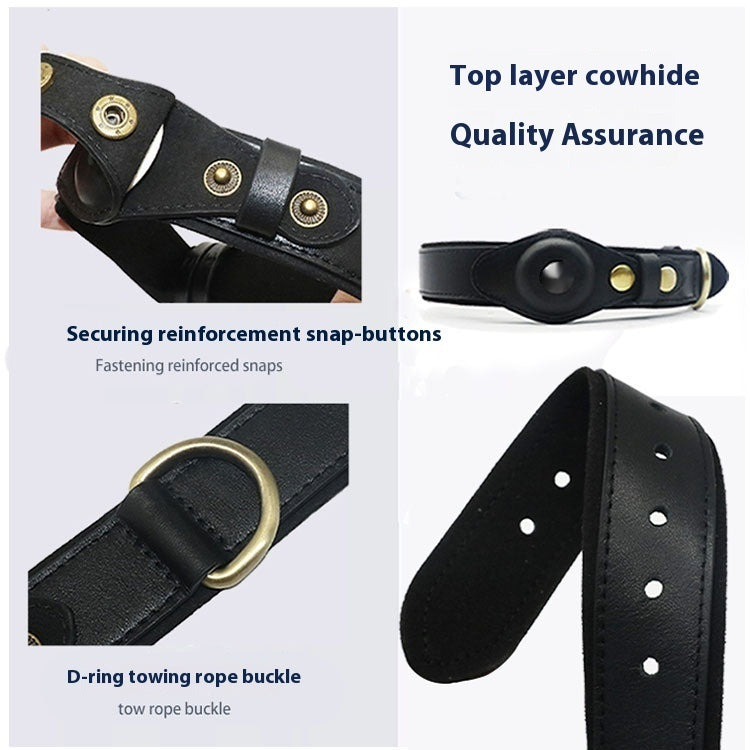 HKM-282067 Monochrome Green Genuine Leather Pet Collar for Dogs, Suitable for All Seasons and Celebrations
