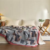 HKM-282195 Pure Cotton Double-Layer Yarn-Dyed Jacquard Summer Quilt - Available in Multiple Sizes