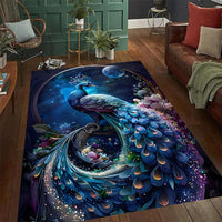 HKM-282259 Blue Peacock Non-slip Absorbent Carpet Mat for Living Room - Available in Various Sizes