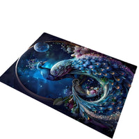 HKM-282259 Blue Peacock Non-slip Absorbent Carpet Mat for Living Room - Available in Various Sizes