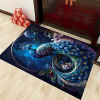 HKM-282259 Blue Peacock Non-slip Absorbent Carpet Mat for Living Room - Available in Various Sizes