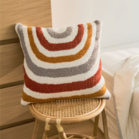HKM-282323 Rainbow Knitted Cushion Cover – Pink and White 45x45CM Velvet Decorative Pillow