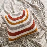 HKM-282323 Rainbow Knitted Cushion Cover – Pink and White 45x45CM Velvet Decorative Pillow