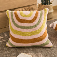 HKM-282323 Rainbow Knitted Cushion Cover – Pink and White 45x45CM Velvet Decorative Pillow