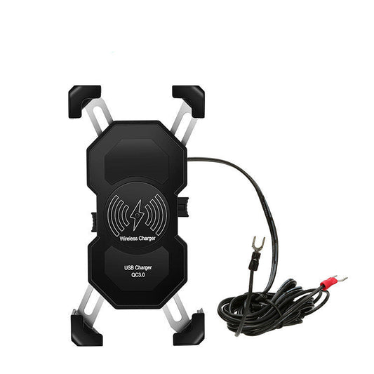 HKM-282387 Wireless Motorcycle and Bicycle Mobile Phone Charger Holder with Adjustable Angle, Black