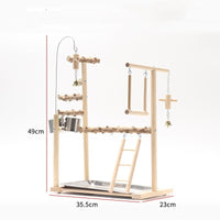 HKM-282451 Interactive Bird Playground Stand with Solid Wood Frame and Metal Accessories