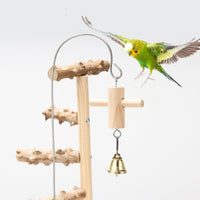 HKM-282451 Interactive Bird Playground Stand with Solid Wood Frame and Metal Accessories