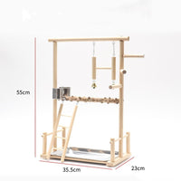 HKM-282451 Interactive Bird Playground Stand with Solid Wood Frame and Metal Accessories