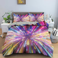 HKM-282515 3D Geometric Print Bedding Set - Quilt Cover, Bedspread & Pillowcase, EU King Size 220x240 cm