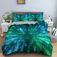 HKM-282515 3D Geometric Print Bedding Set - Quilt Cover, Bedspread & Pillowcase, EU King Size 220x240 cm