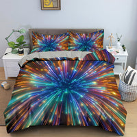 HKM-282515 3D Geometric Print Bedding Set - Quilt Cover, Bedspread & Pillowcase, EU King Size 220x240 cm