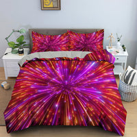 HKM-282515 3D Geometric Print Bedding Set - Quilt Cover, Bedspread & Pillowcase, EU King Size 220x240 cm