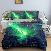 HKM-282515 3D Geometric Print Bedding Set - Quilt Cover, Bedspread & Pillowcase, EU King Size 220x240 cm