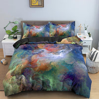 HKM-282515 3D Geometric Print Bedding Set - Quilt Cover, Bedspread & Pillowcase, EU King Size 220x240 cm