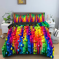 HKM-282515 3D Geometric Print Bedding Set - Quilt Cover, Bedspread & Pillowcase, EU King Size 220x240 cm