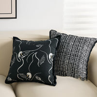 HKM-282643 Modern Chenille and Jacquard Sofa Pillow Cases in Black Swan, Kafuu Plaid, and Dai Girl Designs