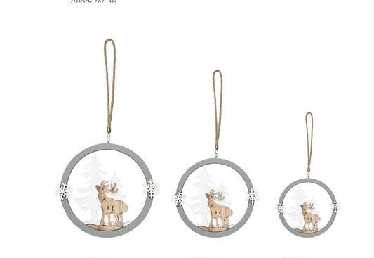 HKM-282643 Wooden Nordic Elk Pendant with Hemp Rope - Available in Small, Medium, and Large Sizes