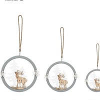 HKM-282643 Wooden Nordic Elk Pendant with Hemp Rope - Available in Small, Medium, and Large Sizes