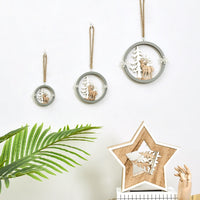 HKM-282643 Wooden Nordic Elk Pendant with Hemp Rope - Available in Small, Medium, and Large Sizes