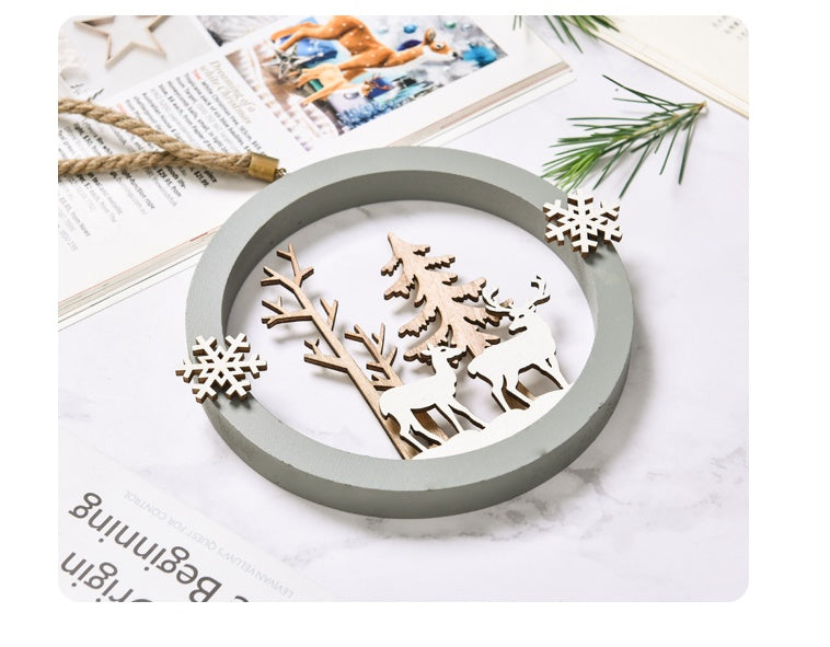 HKM-282643 Wooden Nordic Elk Pendant with Hemp Rope - Available in Small, Medium, and Large Sizes