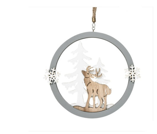 HKM-282643 Wooden Nordic Elk Pendant with Hemp Rope - Available in Small, Medium, and Large Sizes