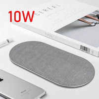 HKM-282707 2-in-1 Wireless Charger, 10W Fast Charging Dock with 1M Cable, Compatible with Qi Devices, Black/Silver