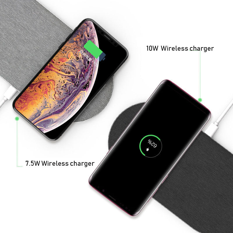 HKM-282707 2-in-1 Wireless Charger, 10W Fast Charging Dock with 1M Cable, Compatible with Qi Devices, Black/Silver