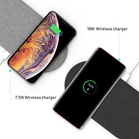 HKM-282707 2-in-1 Wireless Charger, 10W Fast Charging Dock with 1M Cable, Compatible with Qi Devices, Black/Silver