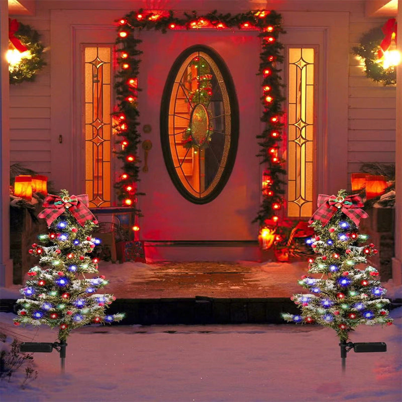 HKM-282963 Solar-Powered Waterproof Christmas Tree Lights with 2 Modes for Outdoor Pathway and Garden Decor