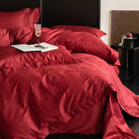 HKM-283155 Luxurious Cotton Jacquard Four-Piece Wedding Bedding Set with Floral Pattern