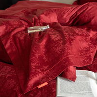 HKM-283155 Luxurious Cotton Jacquard Four-Piece Wedding Bedding Set with Floral Pattern
