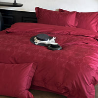 HKM-283155 Luxurious Cotton Jacquard Four-Piece Wedding Bedding Set with Floral Pattern