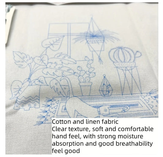 KTX-283347 Cartoon & Anime DIY Embroidery Material Kit for Christmas & Halloween, Cotton & Linen Canvas 30x30 with Bamboo Elastic