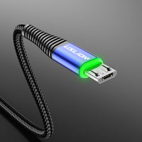 HKM-283411 LED Micro USB Charging Cable with 3A Fast Charge - Available in Multiple Lengths and Colors