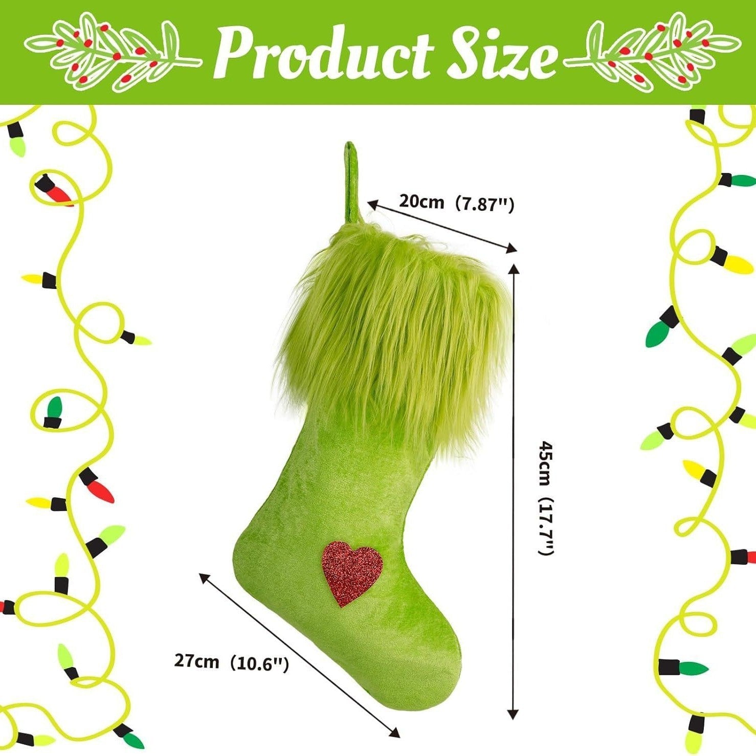 HKM-283475 Plush Green Fur Christmas Stockings Gift Bag in Multiple Styles