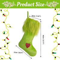 HKM-283475 Plush Green Fur Christmas Stockings Gift Bag in Multiple Styles