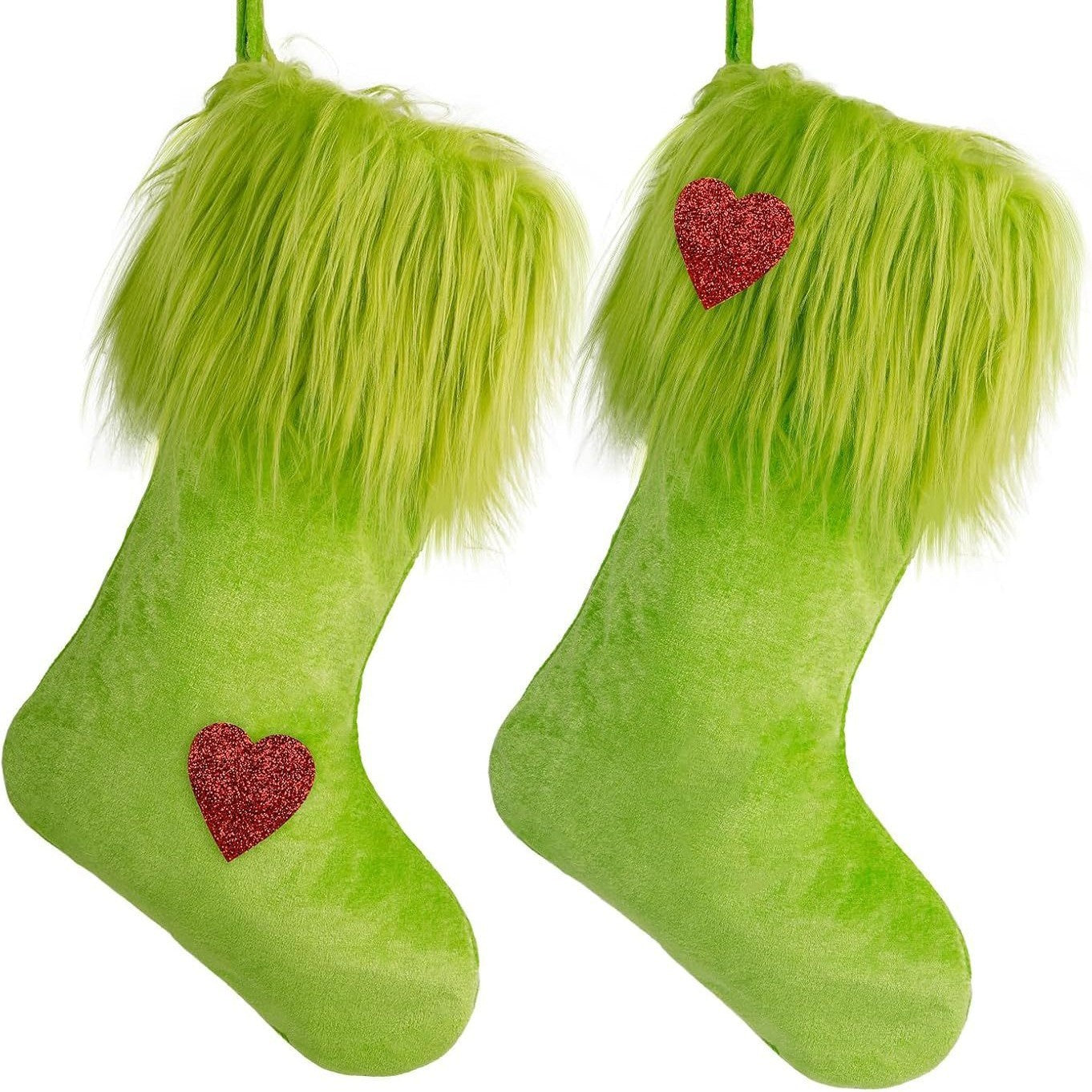 HKM-283475 Plush Green Fur Christmas Stockings Gift Bag in Multiple Styles