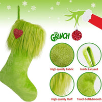 HKM-283475 Plush Green Fur Christmas Stockings Gift Bag in Multiple Styles