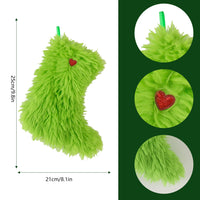 HKM-283475 Plush Green Fur Christmas Stockings Gift Bag in Multiple Styles