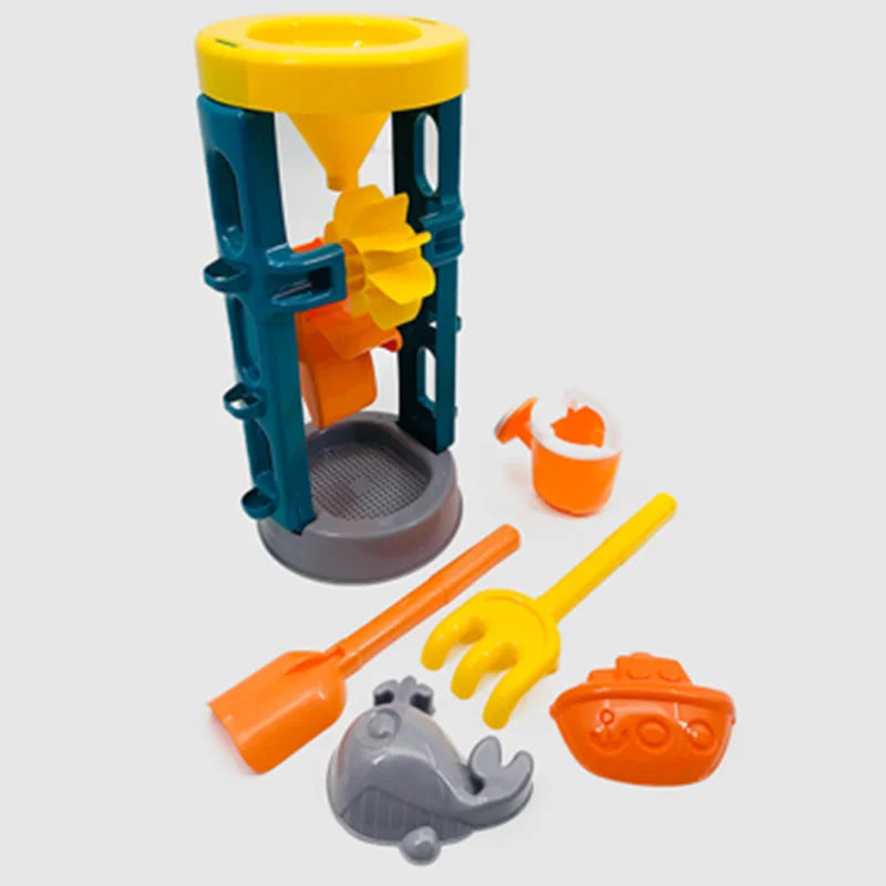 KTX-283603 Kids Beach Toy Set - 5-Piece Portable Sand Moulds with Bucket and Shovel for Outdoor Play