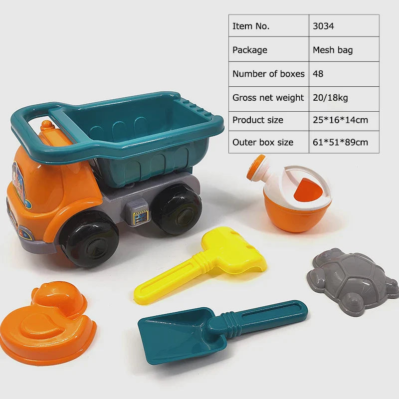 KTX-283603 Kids Beach Toy Set - 5-Piece Portable Sand Moulds with Bucket and Shovel for Outdoor Play